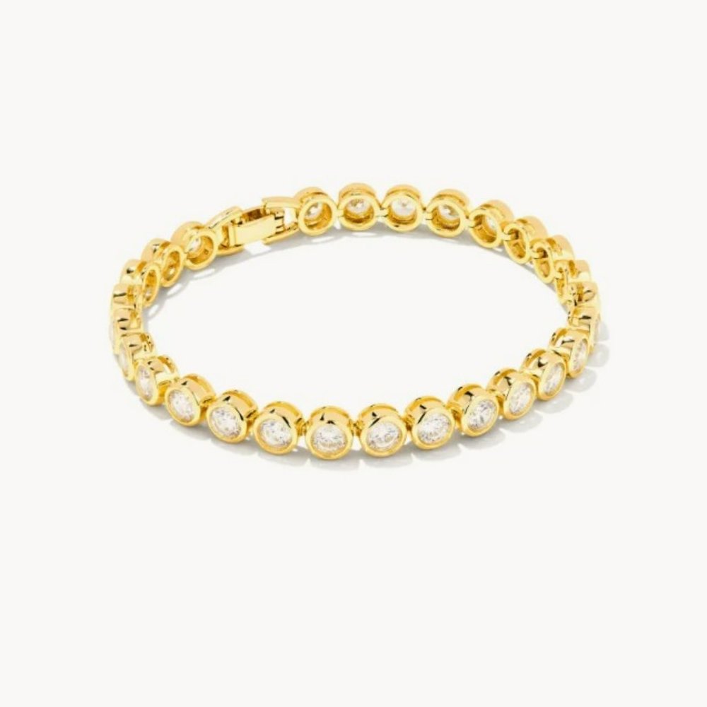 Kendra Scott Carmen Gold Tennis Bracelet in White Crystal - NWT